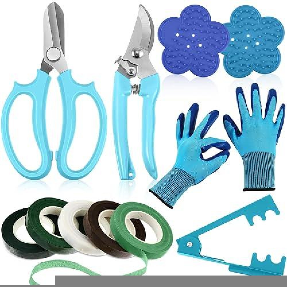 Willbond 11 Pcs Rose Thorn Remover Leaf Stripping Tool Garden Pruning Shear Scissors Kit Thorn Remover For Roses Floral Gloves A