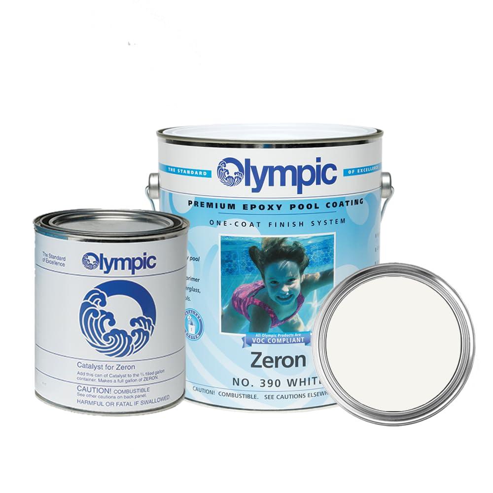 Olympic Pool Paint Zeron White 1 Gallon Twopart Epoxy Swimming Pool Paint Onecoat For Plaster Fiberglass Steel And