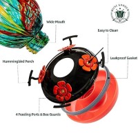 Hummingbird Feeder For Outdoors Hanging Hand Blown Glass 24 Oz Capacity Hummingbird Bird Nectar Feeders With 4 Feeding Ports G