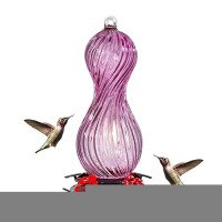 Hummingbird Feeder For Outdoors Hanging Hand Blown Glass 24 Oz Capacity Hummingbird Bird Nectar Feeders With 4 Feeding Ports G