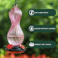 Hummingbird Feeder For Outdoors Hanging Hand Blown Glass 24 Oz Capacity Hummingbird Bird Nectar Feeders With 4 Feeding Ports G