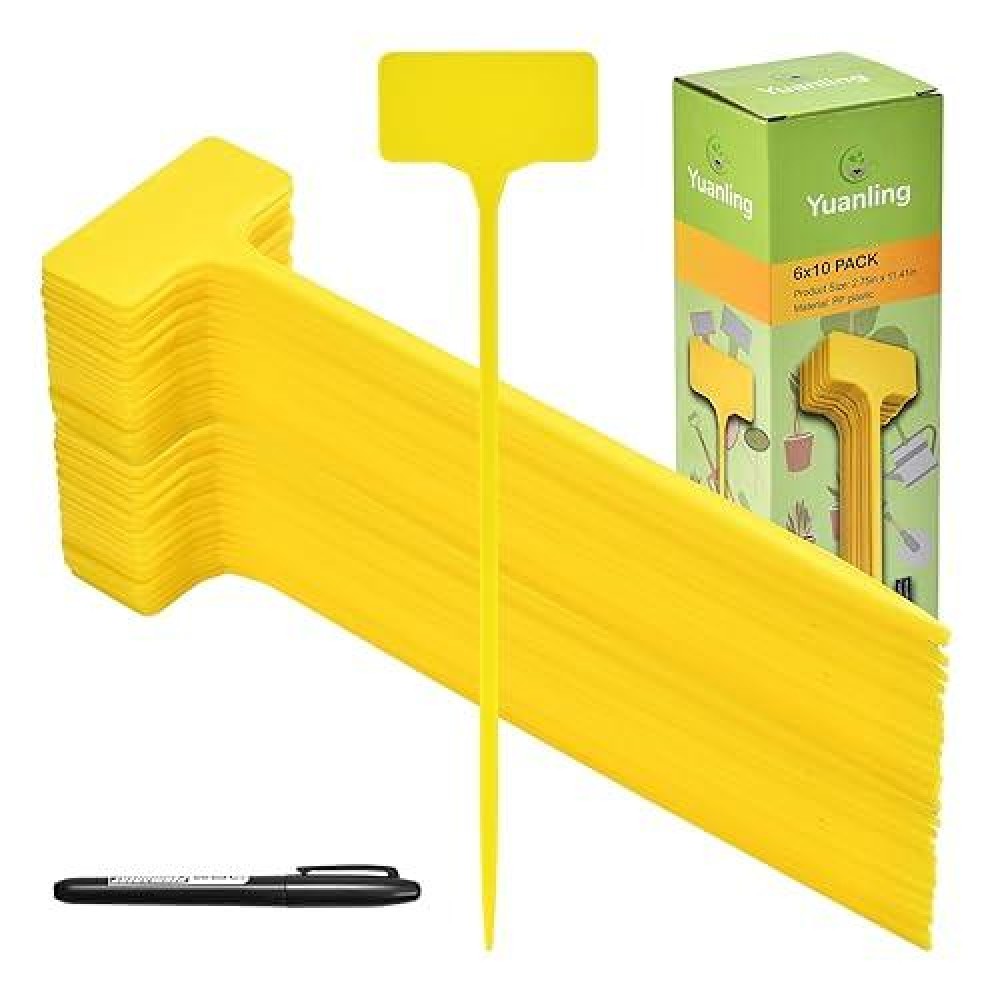 Yuanling 60Pcs Plant Labels Ttype 114 Large Plastic Plant Tags Waterproof Plant Makers Nursery Garden Labels For Outdoor In