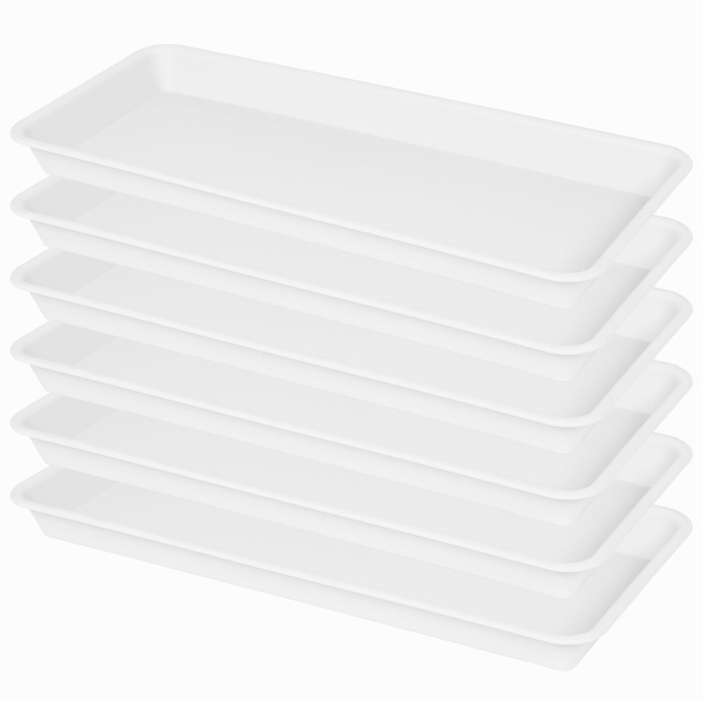 Vuwez 6 Pack Of Plastic Plant Tray Saucer Rectangular Plant Trays Saucers For Indoors Outdoor Plant Water Drip Tray For Flower