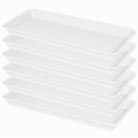 Vuwez 6 Pack Of Plastic Plant Tray Saucer Rectangular Plant Trays Saucers For Indoors Outdoor Plant Water Drip Tray For Flower