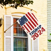 Avoin Colorlife Watercolor 2024 Trump House Flag Double Sided Patriotic Usa Flag Retro Style American President Election Yard O