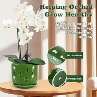 Buymax Set Of 2 Orchid Pots With Holes Saucers For Orchid Root Health 5 Inch6 Inch Ceramic Pots For Plants Effective Draina