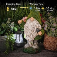 Teresas Collections Fall Decor Outdoor Statue For Home Resin Gnome Decorations With Solar Outdoor Lights For Garden Decor Gree