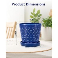 Buymax Ceramic Plant Pots 5 Inch Indoor Flower Pot With Drainage Hole And Ceramic Tray Gardening Home Desktop Office Windowsi