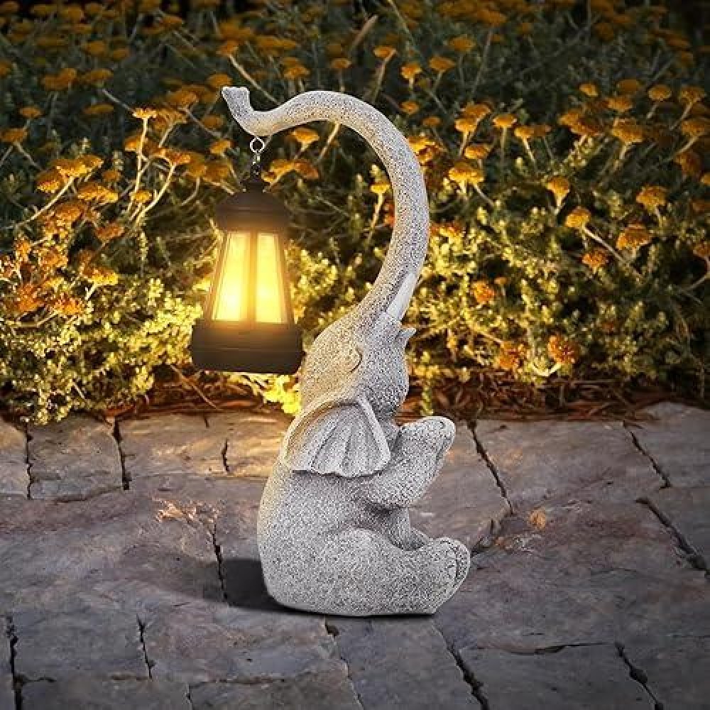 Richie Womens Gifts Elephant Statue Solar Garden Decor