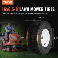 Vevor Lawn Mower Tires With Rim 16X658 Tubeless Tractor Tires 2Pack Tire And Wheel Assembly Turf Pneumatic Tires 3 Of