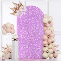 Modfuns Sequined Lavender Arch Cover 6.6Ft Spandex Arch Covers Stretchy Backdrop Wedding Arch Cover Backdrop Fabric Arch With Cover Backdrop For Wedding Ceremony Birthday Party Supplies