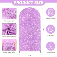 Modfuns Sequined Lavender Arch Cover 6.6Ft Spandex Arch Covers Stretchy Backdrop Wedding Arch Cover Backdrop Fabric Arch With Cover Backdrop For Wedding Ceremony Birthday Party Supplies