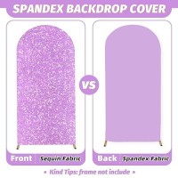 Modfuns Sequined Lavender Arch Cover 6.6Ft Spandex Arch Covers Stretchy Backdrop Wedding Arch Cover Backdrop Fabric Arch With Cover Backdrop For Wedding Ceremony Birthday Party Supplies