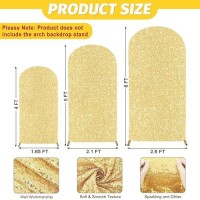 Modfuns 4Ft 5Ft 6Ft Sequin Arch Cover Gold Wedding Arch Cover Set Of 3 Metallic Arch Cover Fitted Spandex Arch Stand Cover 2-Sided Use Arch Cover Backdrop Fabric For Wedding Ceremony Reception