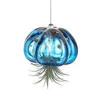 Hd Hyaline Dora Blown Glass Jellyfish Hanging Air Planter Cute Blue Jellyfish Air Plant Holder Gifts For Women Room Garden W