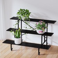 Zhongma 3 Tier Sturdy Metal Plant Stand With Wheels  L45.67 X W26 X H26 Inch  Heavy Duty Plant Holder For Home Indoor And Outdoor  660 Lbs Capacity & Heavy Duty Construction