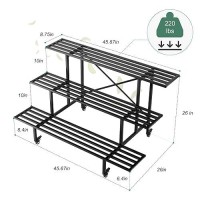 Zhongma 3 Tier Sturdy Metal Plant Stand With Wheels  L45.67 X W26 X H26 Inch  Heavy Duty Plant Holder For Home Indoor And Outdoor  660 Lbs Capacity & Heavy Duty Construction