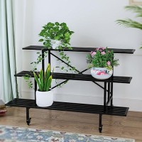 Zhongma 3 Tier Sturdy Metal Plant Stand With Wheels  L45.67 X W26 X H26 Inch  Heavy Duty Plant Holder For Home Indoor And Outdoor  660 Lbs Capacity & Heavy Duty Construction