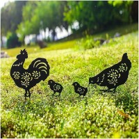 Eztzen Chicken Metal Garden Stakes Decorative Chicken Gifts For Women/Men/Chicken Lovers Gifts Black Chicken Silhouette Statues Garden Decor For Outside Outdoor Decor Yard Art Patio Lawn Ornaments