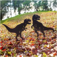 Eztzen Dinosaur Metal Garden Stakes Decorative Dinosaur Gifts For Women/Men/Dinosaur Lover Gifts Black Dinosaur Silhouette Statues Garden Decor For Outside Outdoor Decor Yard Art Lawn Ornaments