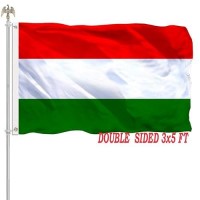 3X5 Hungarian Flag Outdoor Hungary Flag Banner Ouble Sided Vivid Color Country Flag Heavy Duty 210D Nylon Cloth With 2 Brass Grommets 4 Rows Of Stitches