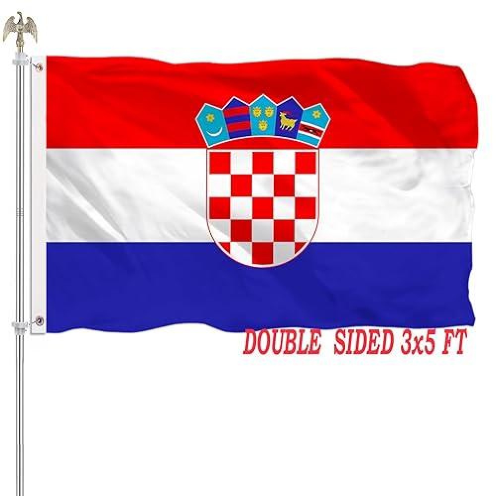 3X5 Croatian Flag Outdoor Croatia Flags Double Sided Vivid Color Country Flag Heavy Duty 210D Nylon Cloth With 2 Brass Grommets 4 Rows Of Stitches