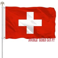 3X5 Switzerland Swiss Flag Outdoor Double Sided Heavy Duty Switzerland Country Flag Banner Vivid Color 210D Nylon Cloth With 2 Brass Grommets 4 Rows Of Stitches