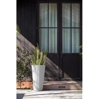 Veradek Demi Series Tall Planter For Porch  Patio  Backyard | Durable Plastic-Concrete Material | Modern D?Cor For Tall Plants  Grasses