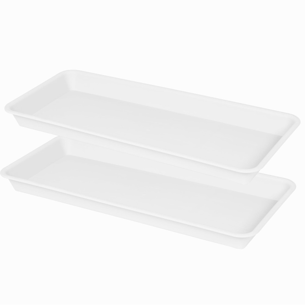 Vuwez 2 Pack Of Plastic Plant Tray Saucer Rectangular 17 18 Inch Plant Trays Saucers For Indoors Outdoor Plant Water Drip Tray