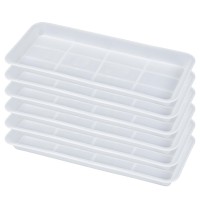 Vuwez 6 Pack Of Plastic Plant Tray Saucer Rectangular Plant Trays Saucers For Indoors Outdoor Plant Water Drip Tray For Flower