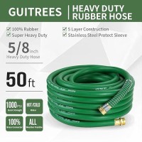 Guitrees 50Ft 58 Heavyduty Rubber Garden Hose 200Psi Working 1000Psi Burst Hotcold Water Fivelayered Braiding For Dur