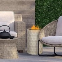 Four Seasons Courtyard 118 Steel Smokeless Propane Gas Fire Pit Round Honeycomb Stone Fireplace With Cover For Outdoor Backya