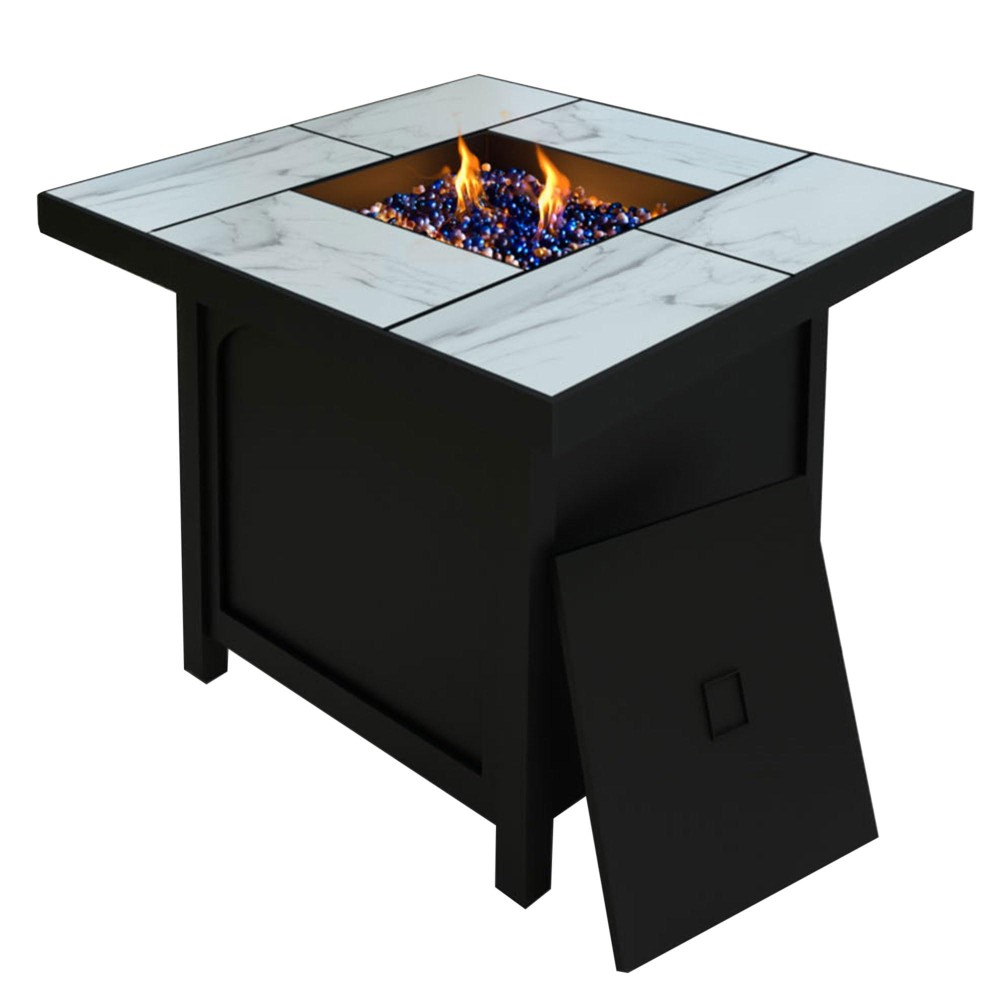 Four Seasons Courtyard 32 Steel 50K Btu Smokeless Propane Gas Fire Pit Square Table Fireplace For Outdoor Backyard Patio Deck