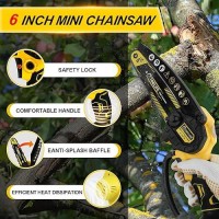 Toolife Mini Chainsaw Cordless 6 Inch  Handhled Chainsaw With 2 Batteries & Auto Oiling System  Electric Chainsaw For Tree/Wood Cutting  Best Christmas Birthday Gifts For Men Dad Him Stocking Stuffers