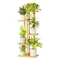 Bamworld Plant Stand Indoor 5 Tier Bamboo Corner Tall Plant Shelf For Multiple Plants Tiered Flower Stand For Window Garden Ba