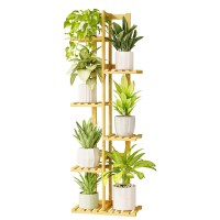 Bamworld Plant Stand Indoor 6 Tier Bamboo Tall Plant Shelf For Multiple Plants Corner Tiered Flower Stand For Window Garden Ba