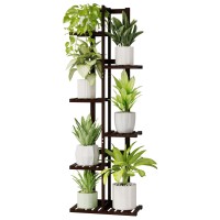 Bamworld Plant Stand Indoor 6 Tier Bamboo Corner Plant Shelf For Multiple Plants Tall Tiered Flower Stand For Window Garden Bal