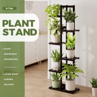 Bamworld Plant Stand Indoor 6 Tier Bamboo Corner Plant Shelf For Multiple Plants Tall Tiered Flower Stand For Window Garden Bal