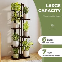 Bamworld Plant Stand Indoor 6 Tier Bamboo Corner Plant Shelf For Multiple Plants Tall Tiered Flower Stand For Window Garden Bal