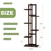 Bamworld Plant Stand Indoor 6 Tier Bamboo Corner Plant Shelf For Multiple Plants Tall Tiered Flower Stand For Window Garden Bal