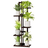 Bamworld Plant Stand Indoor 5 Tier Bamboo Corner Plant Shelf For Multiple Plants Small Tiered Flower Stand For Window Garden B