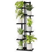 Bamworld Plant Stand Indoor 6 Tier Bamboo Corner Plant Shelf For Multiple Plants Tall Tiered Flower Stand For Window Garden Ba