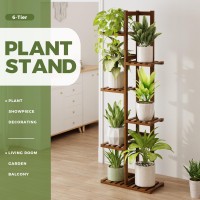 Bamworld Plant Stand Indoor 6 Tier Bamboo Corner Plant Shelf For Multiple Plants Tall Tiered Flower Stand For Window Garden Ba