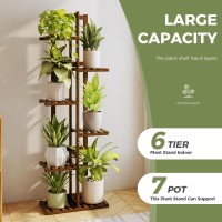 Bamworld Plant Stand Indoor 6 Tier Bamboo Corner Plant Shelf For Multiple Plants Tall Tiered Flower Stand For Window Garden Ba