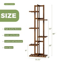 Bamworld Plant Stand Indoor 6 Tier Bamboo Corner Plant Shelf For Multiple Plants Tall Tiered Flower Stand For Window Garden Ba