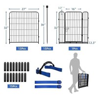 Adavin 32 Inh Garden Fence With Gate 14 Panels Heavy Duty Iron Metal Animal Barrier Fence Indoor Dog Playpen Camping Fence