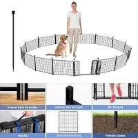 Adavin 32 Inh Garden Fence With Gate 14 Panels Heavy Duty Iron Metal Animal Barrier Fence Indoor Dog Playpen Camping Fence