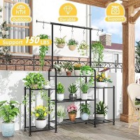 Simple Trending Plant Stand Indoor Outdoor  Metal 3 Tier Tall Hanging Plant Shelf For Multiple Flower Planter Large Heavy Duty Ladder Plant Holder For Garden  Black