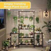 Simple Trending Plant Stand Indoor Outdoor  Metal 3 Tier Tall Hanging Plant Shelf For Multiple Flower Planter Large Heavy Duty Ladder Plant Holder For Garden  Black