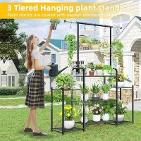 Simple Trending Plant Stand Indoor Outdoor  Metal 3 Tier Tall Hanging Plant Shelf For Multiple Flower Planter Large Heavy Duty Ladder Plant Holder For Garden  Black